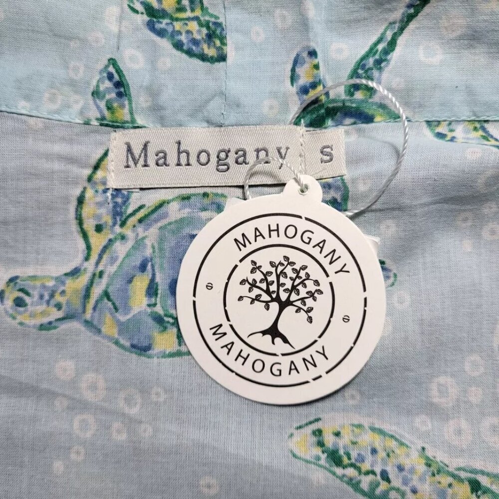 Mahogany Turtle Print Cotton Robe Size S Light Green Kimono Dressing Gown - Picture 6 of 11